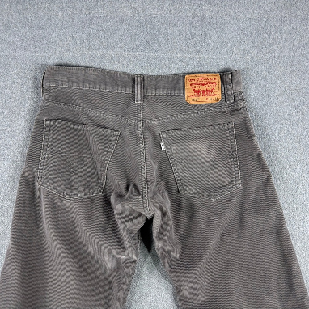 Levis 511 Corduroy Pants Mens 34x32 Gray Skinny Y2k